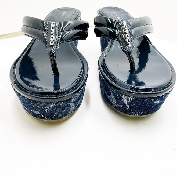 {COACH}Nella Navy Patent Wedge - Picture 4 of 15